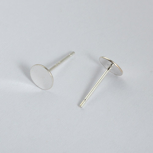 925 Sterling Silver Simple Polished Round Coin Stud Earring Findings