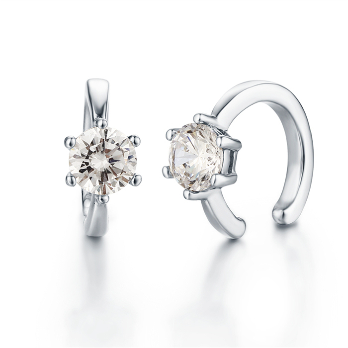925 Sterling Silver Solitaire Cz Ear Cuff