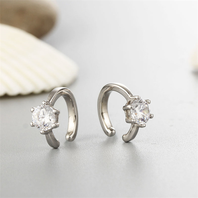 925 Sterling Silver Solitaire Cz Ear Cuff