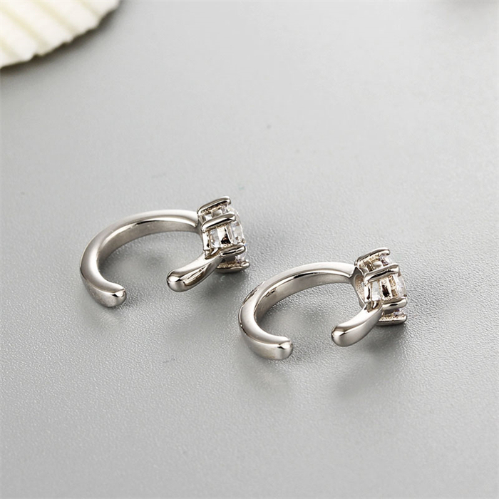 925 Sterling Silver Solitaire Cz Ear Cuff