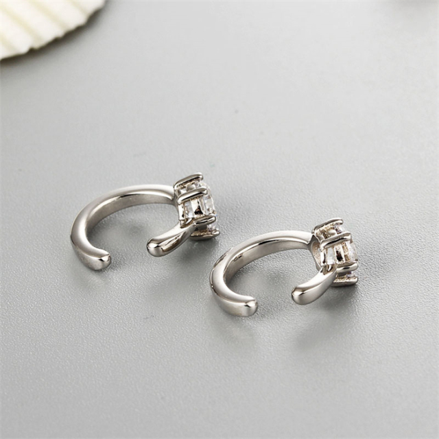 925 Sterling Silver Solitaire Cz Ear Cuff