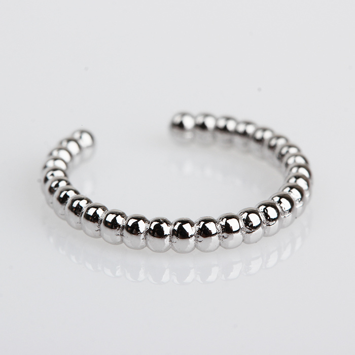 925 Sterling Silver Beaded Texture Ear Cuff