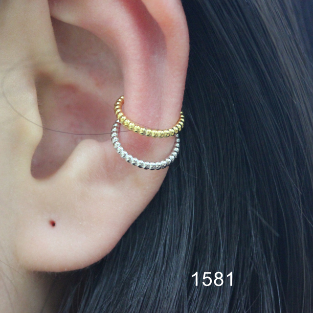 925 Sterling Silver Beaded Texture Ear Cuff