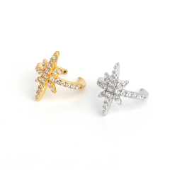 925 Sterling Silver CZ Paved North Star Ear Cuff