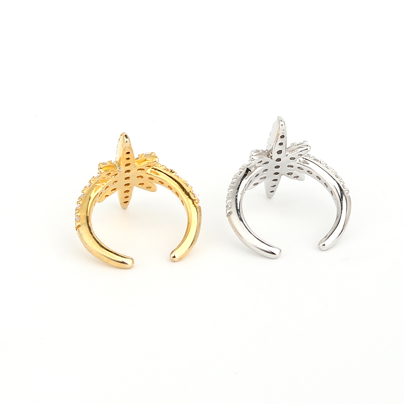 925 Sterling Silver CZ Paved North Star Ear Cuff