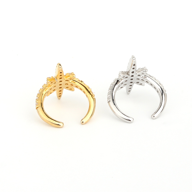 925 Sterling Silver CZ Paved North Star Ear Cuff