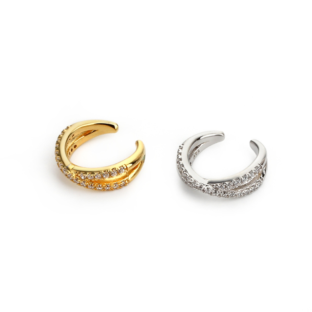 925 Sterling Silver Double Layer CZ Paved Ear Cuff