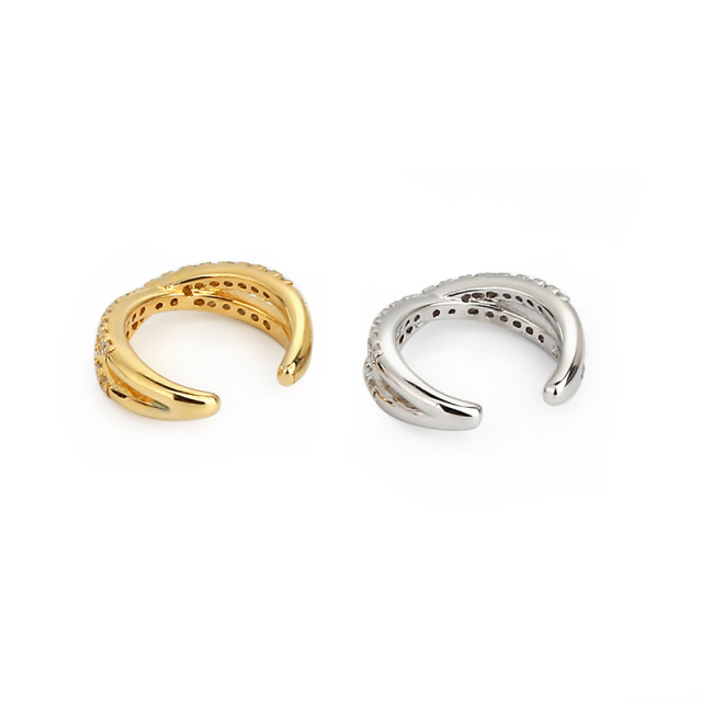 925 Sterling Silver Double Layer CZ Paved Ear Cuff