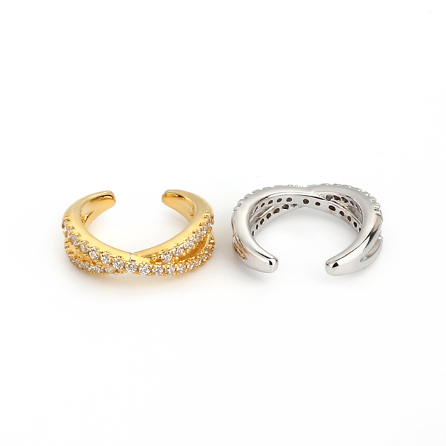 925 Sterling Silver Double Layer CZ Paved Ear Cuff
