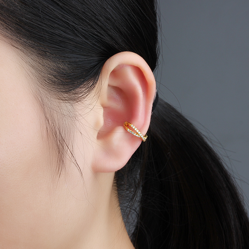 925 Sterling Silver Double Layer CZ Paved Ear Cuff