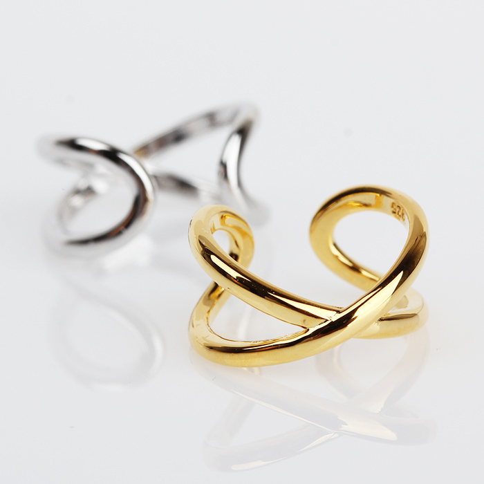 925 Sterling Silver Double Hoop Twist Ear Cuff