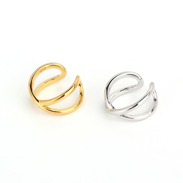 925 Sterling Silver Double Hoop Twist Ear Cuff