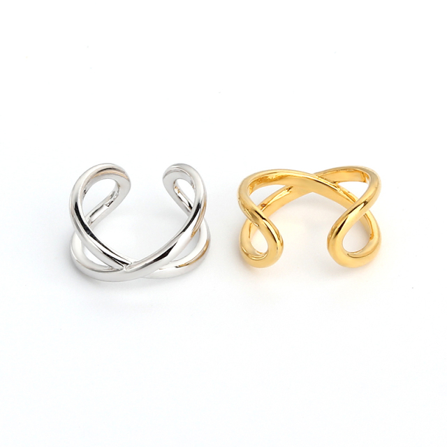 925 Sterling Silver Double Hoop Twist Ear Cuff