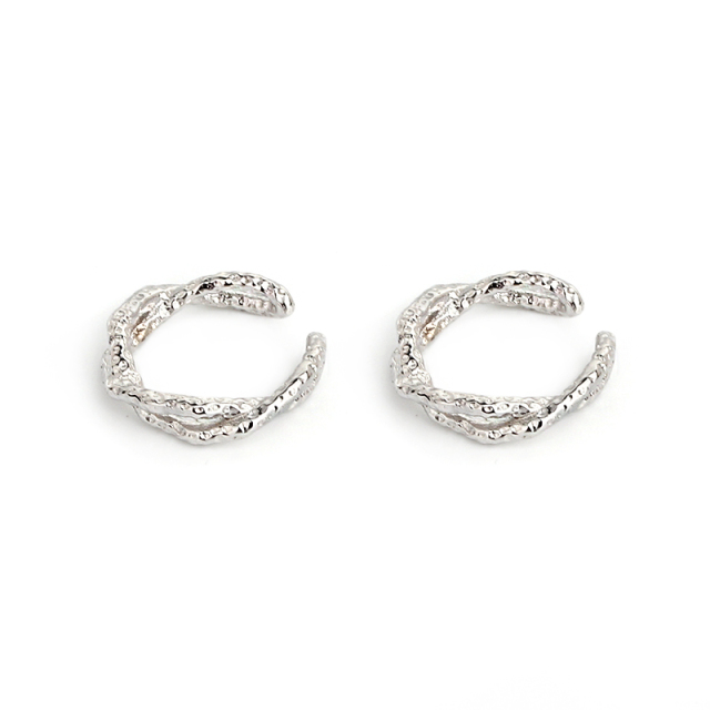 925 Sterling Silver Textured Twisted Link Ear Cuff