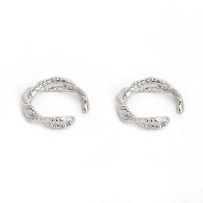 925 Sterling Silver Textured Twisted Link Ear Cuff