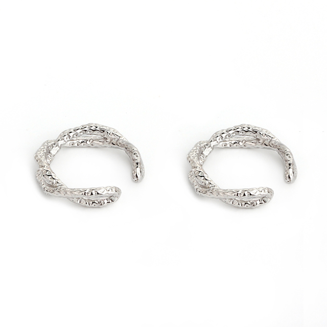 925 Sterling Silver Textured Twisted Link Ear Cuff