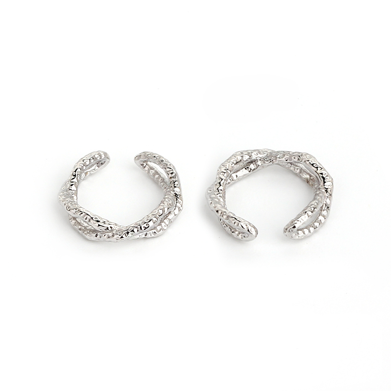 925 Sterling Silver Textured Twisted Link Ear Cuff