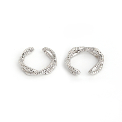 925 Sterling Silver Textured Twisted Link Ear Cuff