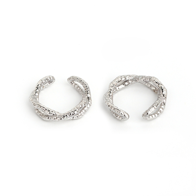 925 Sterling Silver Textured Twisted Link Ear Cuff