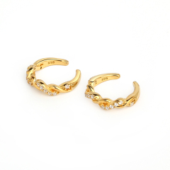 925 Sterling Silver CZ Paved Chain Link Ear Cuff