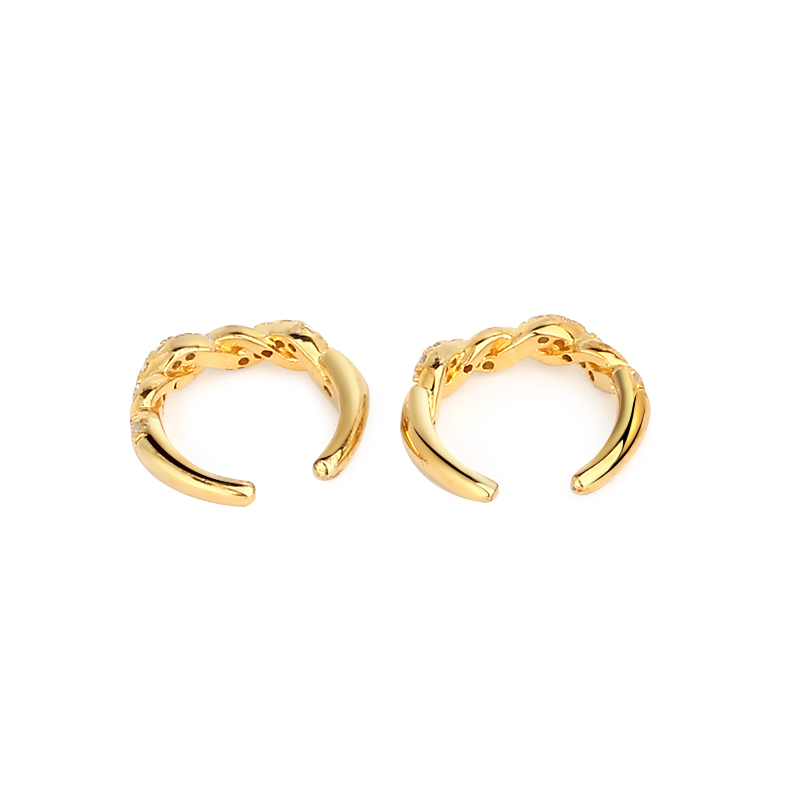 925 Sterling Silver CZ Paved Chain Link Ear Cuff