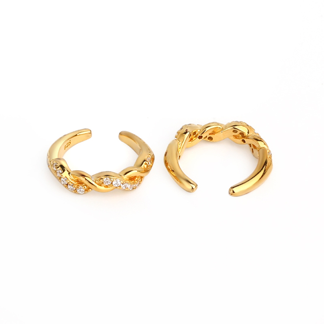 925 Sterling Silver CZ Paved Chain Link Ear Cuff