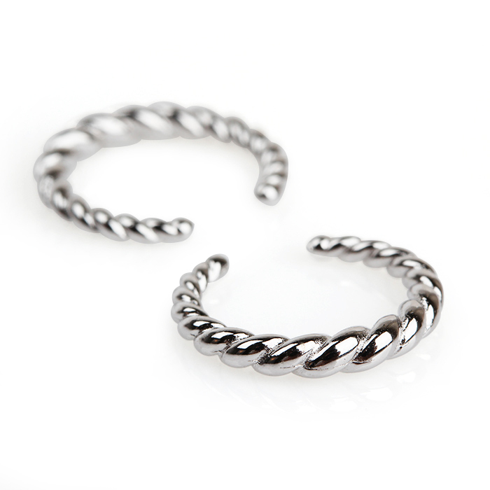 925 Sterling Silver Twisted Rope Ear Cuff