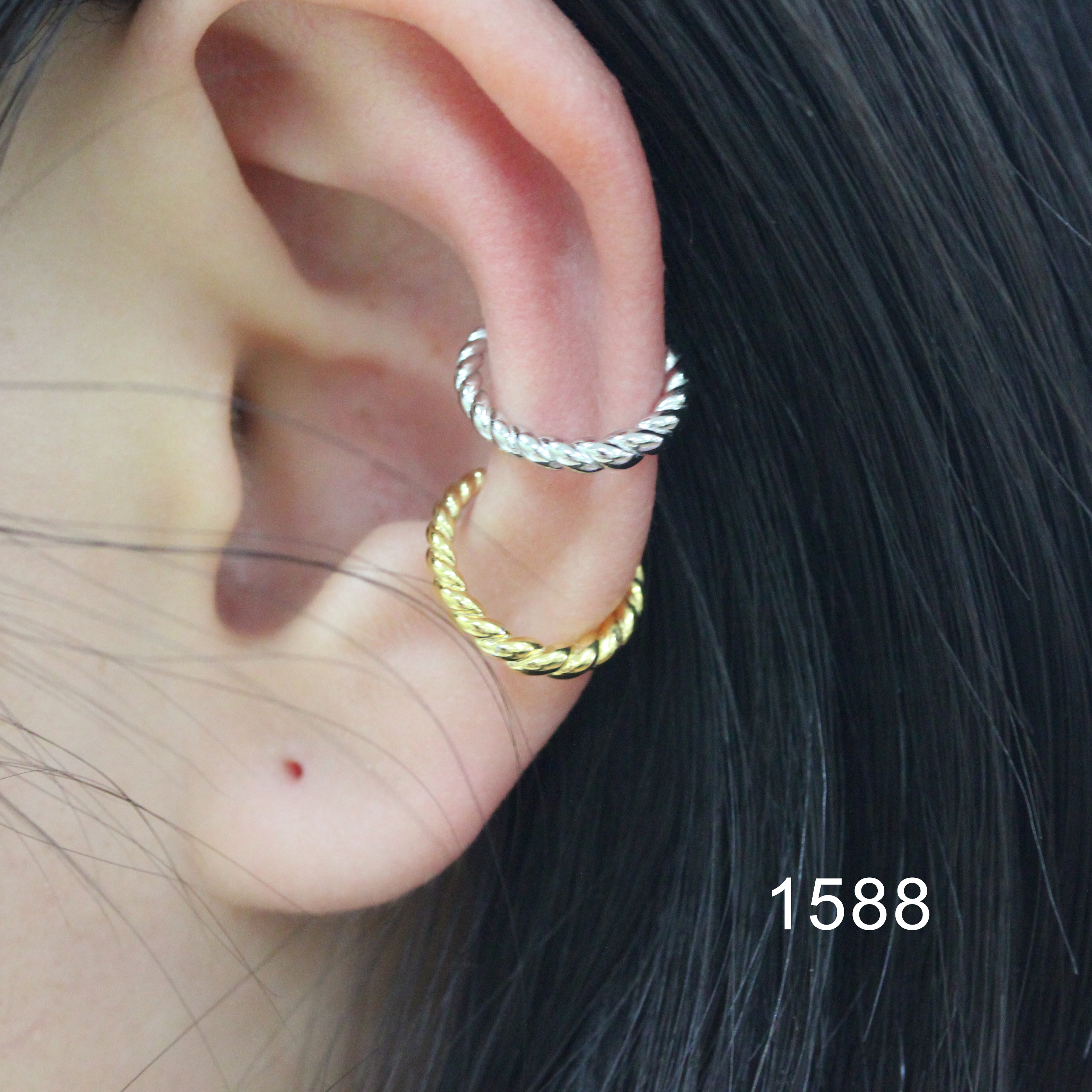 925 Sterling Silver Twisted Rope Ear Cuff