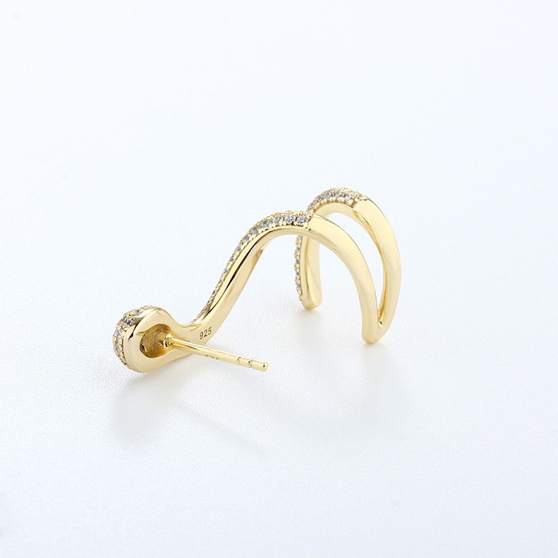 925 Sterling Silver CZ Paved Snake Ear Cuff