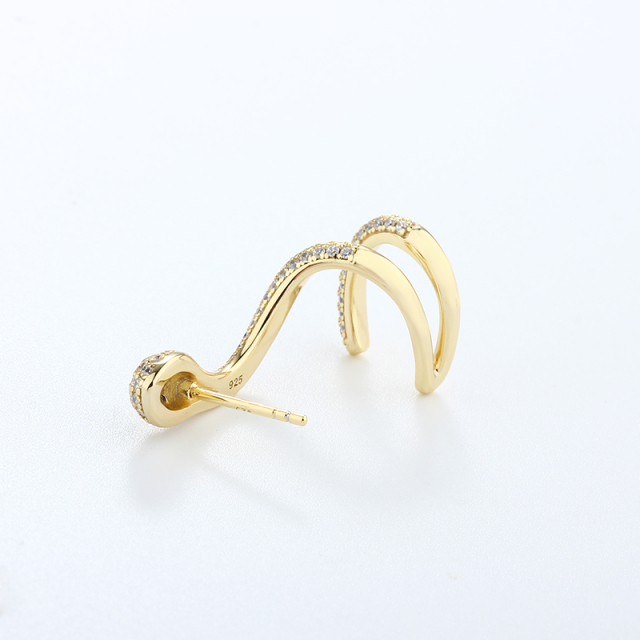 925 Sterling Silver CZ Paved Snake Ear Cuff