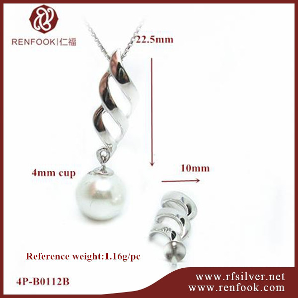 925 Sterling Silver Thread Pendant Mounting For Pearl