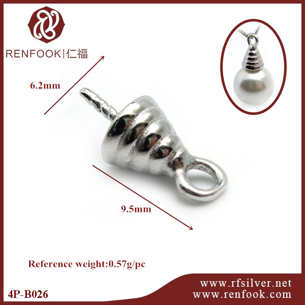 925 Sterling Silver Whirling Horn Pendant With Pearl Cups