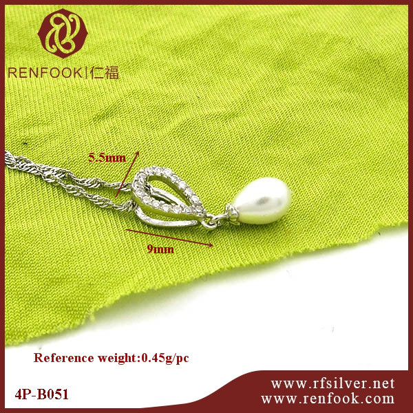 925 Sterling Silver CZ Water Drop Pendant For Pearl Making