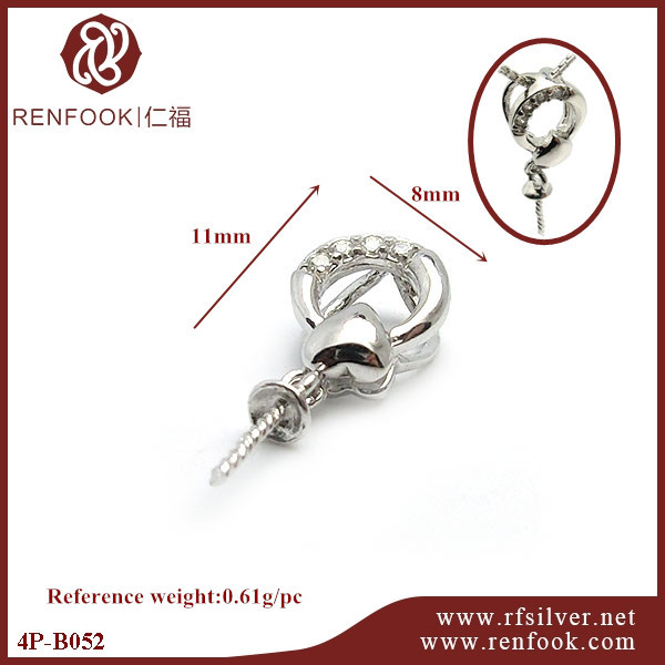 925 Sterling Silver CZ Stone Pendant For Pearl