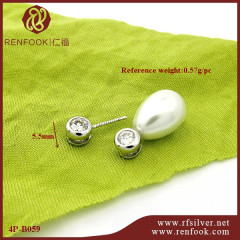 925 Sterling Silver Round CZ Stone Pendant For Pearl