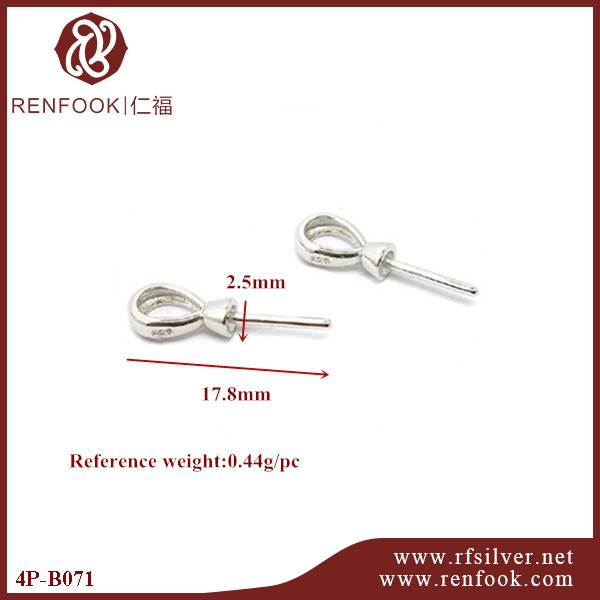 925 Sterling Silver Simple Initial  Mounting For Pearl