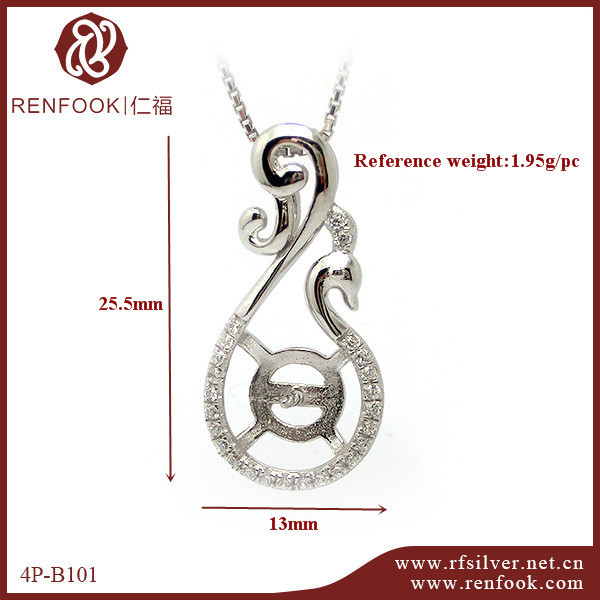 925 Sterling Silver CZ Micro Pave Pendant Mounting For  Pearl