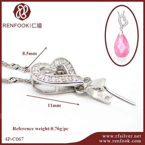 925 Sterling Silver Cubic Zirconia Hollow Heart Crystal Clasps