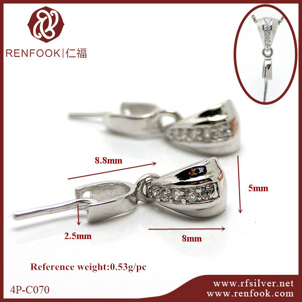 925 Sterling Silver Cubic Zirconia Pendant For Pearl Making