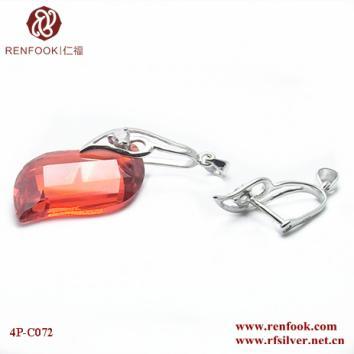 925 Sterling Silver CZ Pendant Findings For Jewelries Making