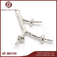 925 Sterling Silver Branches Earring Mount For Pearls