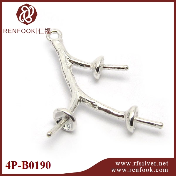 925 Sterling Silver Branches Earring Mount For Pearls