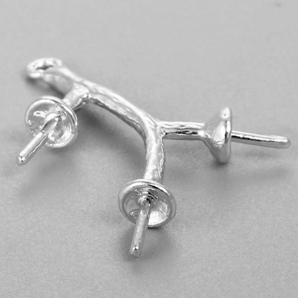 925 Sterling Silver Branches Earring Mount For Pearls