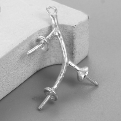 925 Sterling Silver Branches Earring Mount For Pearls