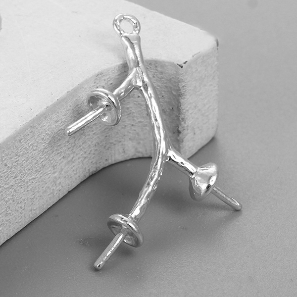 925 Sterling Silver Branches Earring Mount For Pearls