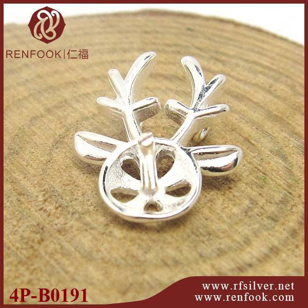 925 Sterling Silver Deer Pearl Pendant Mounting