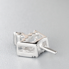 925 Sterling Silver CZ Stone Crown Pearl Pendant Mounting