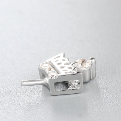 925 Sterling Silver CZ Stone Crown Pearl Pendant Mounting