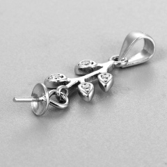 925 Sterling Silver Leaf Pearl Pendnat Mountings