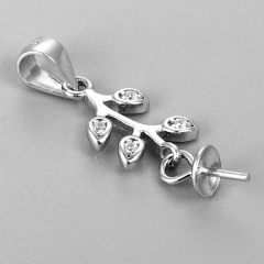 925 Sterling Silver Leaf Pearl Pendnat Mountings